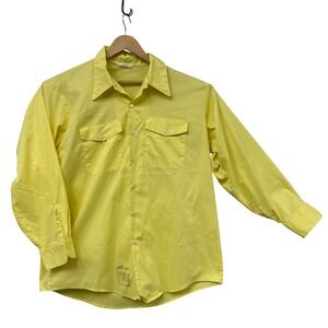 Vintage Unitog Mens Yellow Long Sleeve Union Made Work Shirt Medium 17-17.5 USA